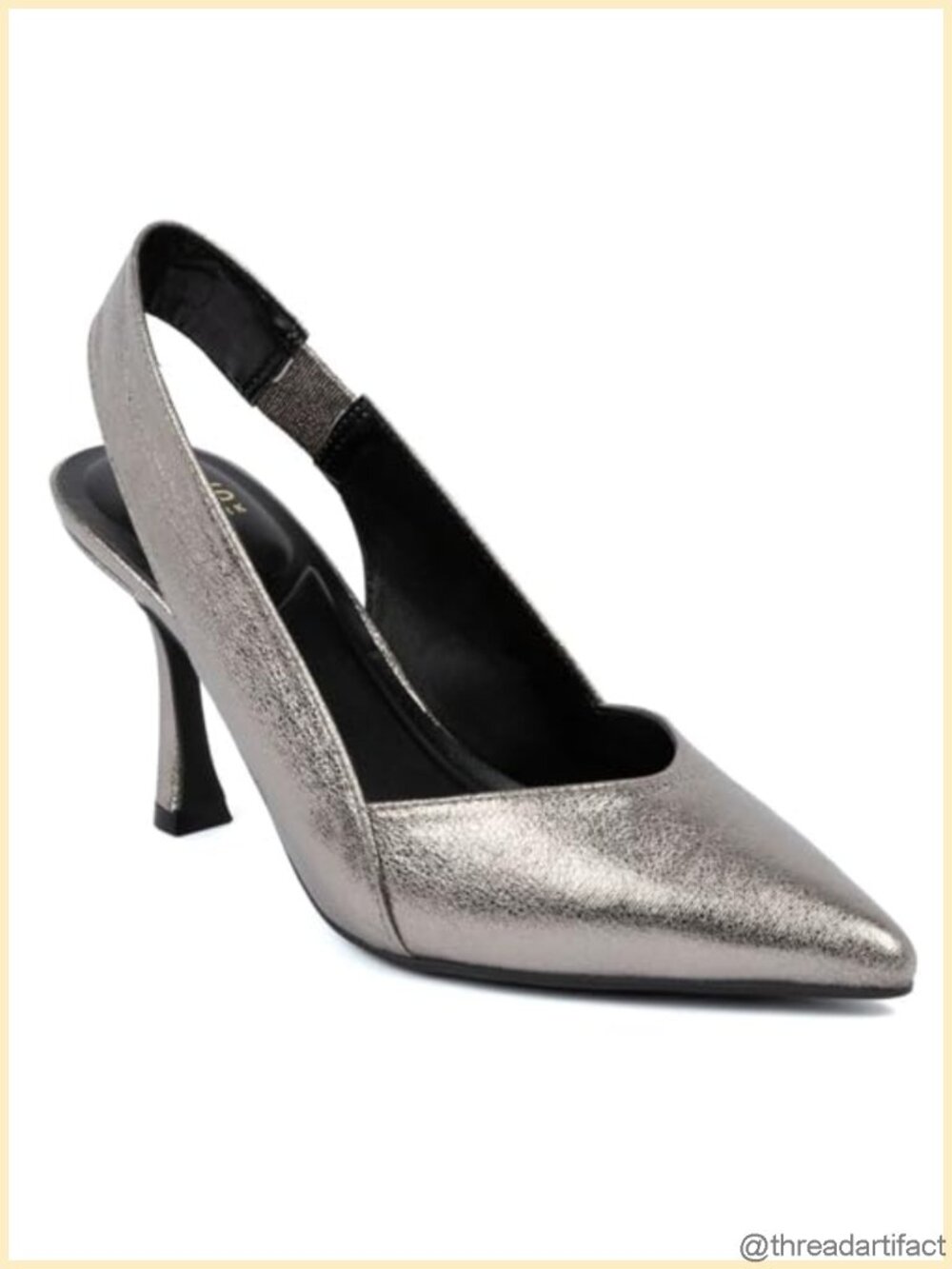 Pointed Toe Slingback Pumps - Kitten Heel Faux Leather Dress Shoes